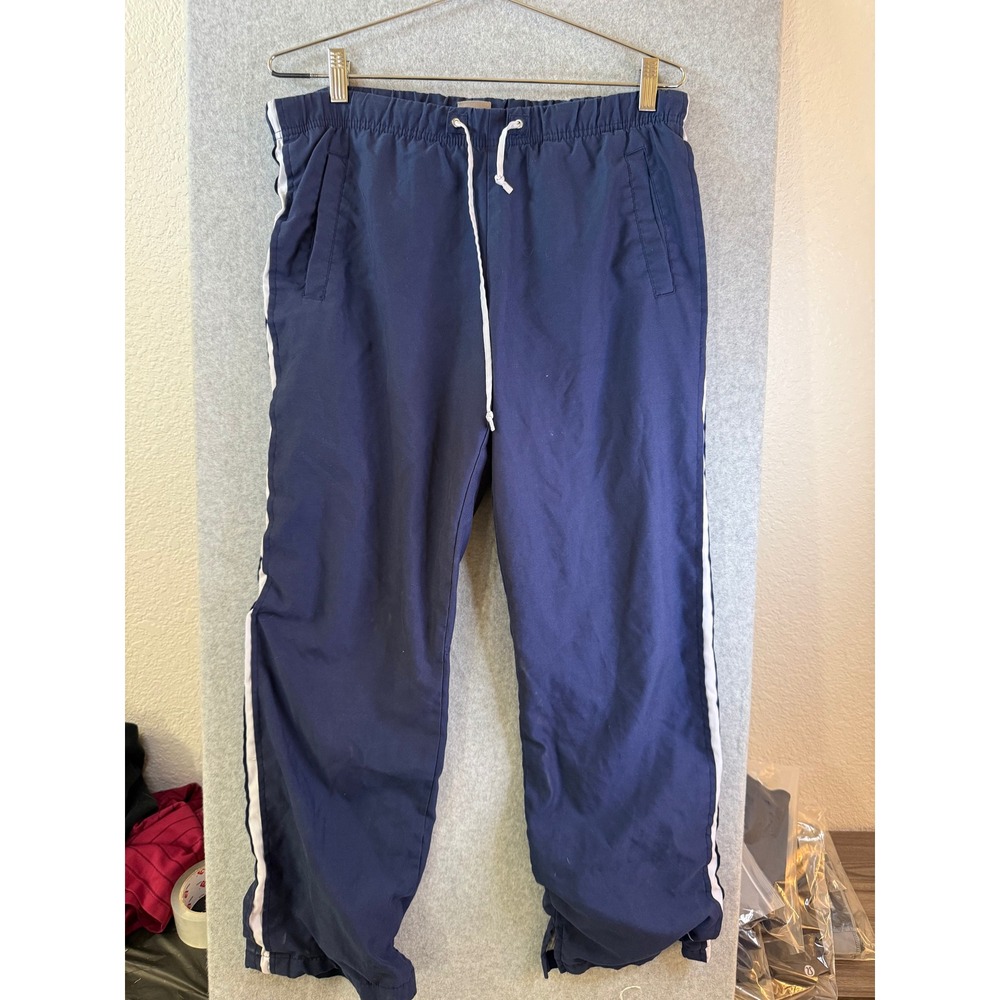 Vintage Nike Track Pants Navy Blue White Stripe Drawstring Joggers Mens Medium